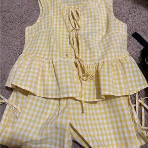 SHEIN Yellow Gingham Set